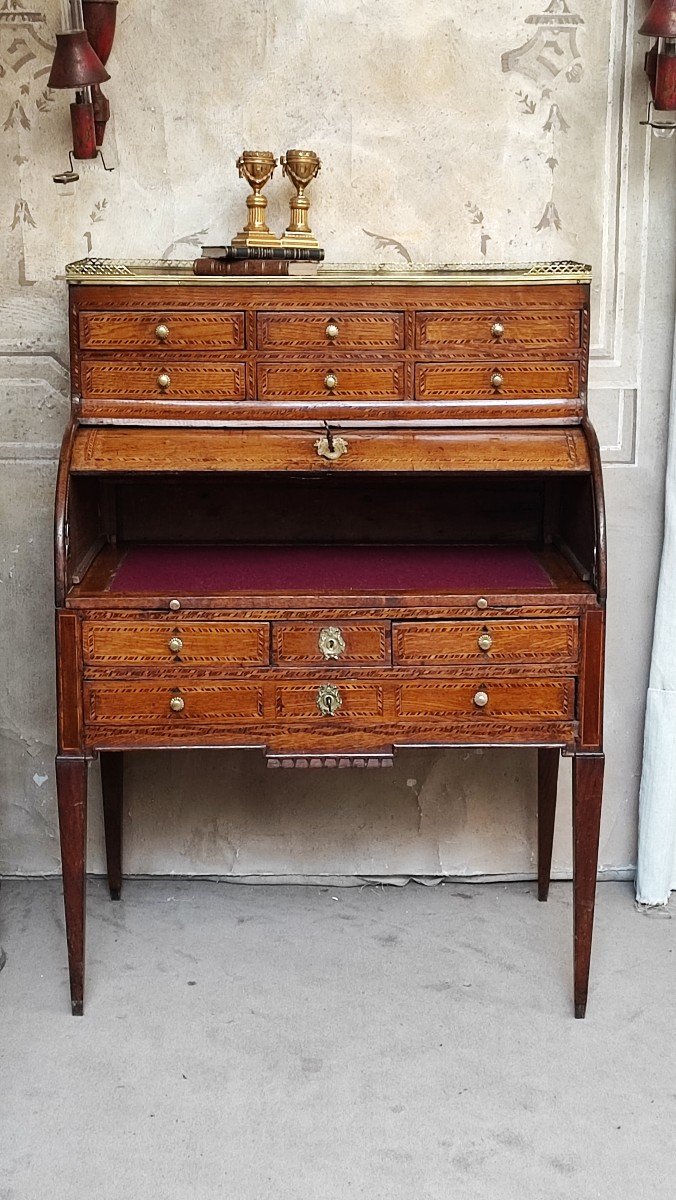 Small Cylinder Desk With Gradin, Directoire Period-photo-4