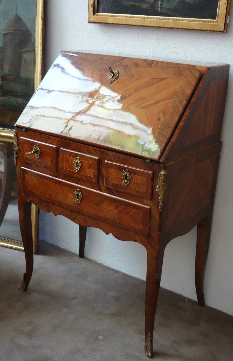 Small Slope Desk In Rosewood Veneer, Louis XV Period, 18th Century-photo-2