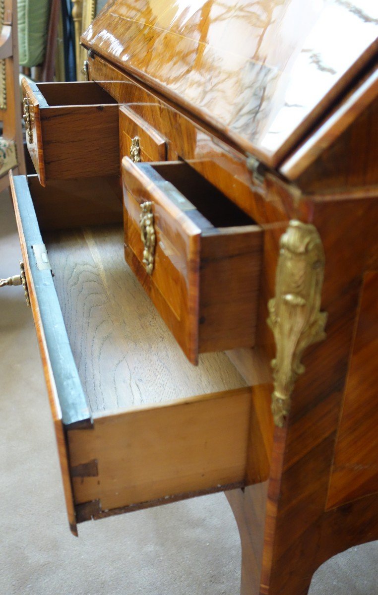 Small Slope Desk In Rosewood Veneer, Louis XV Period, 18th Century-photo-1