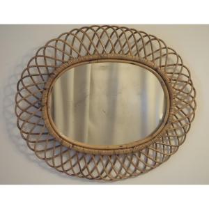 Large Oval Mirror, 60s, By Designer Franco Albini