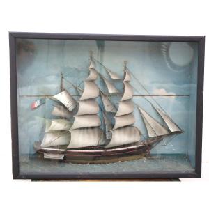 Diorama , grand voilier XIXème