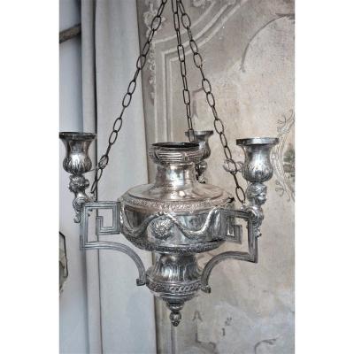 Louis XVI Plated Metal Shrine Chandelier