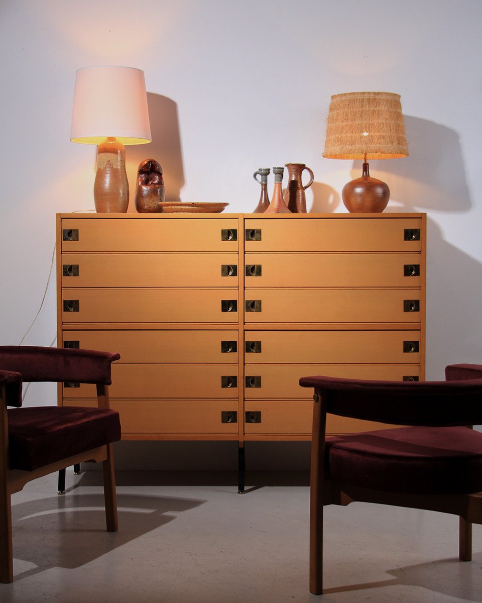Double Chest Of Drawers 12 Drawers René-jean Caillette _ Group 4 - Charron - France 1960 -photo-2