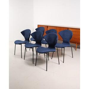 6 Burov Dangles & Defrance Chairs - Model 18 1950