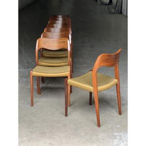 Set Of 8 Moller 71 Rosewood Chairs From The 1970s