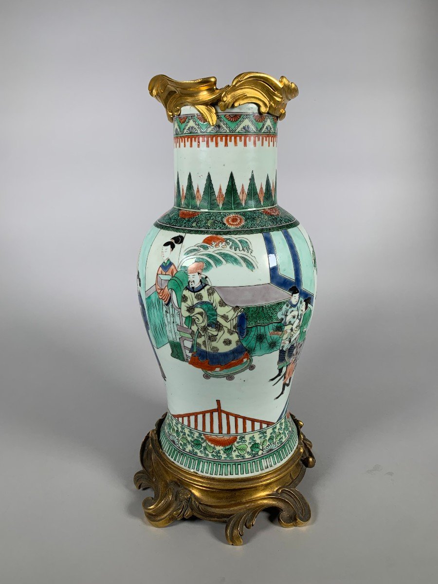 Vase De La Famille Verte d'époque Kangxi (1662-1722)-photo-3