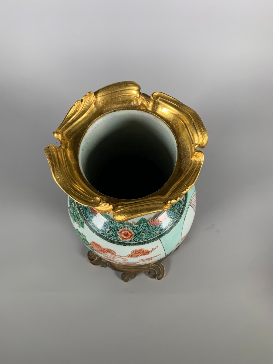 Vase De La Famille Verte d'époque Kangxi (1662-1722)-photo-1