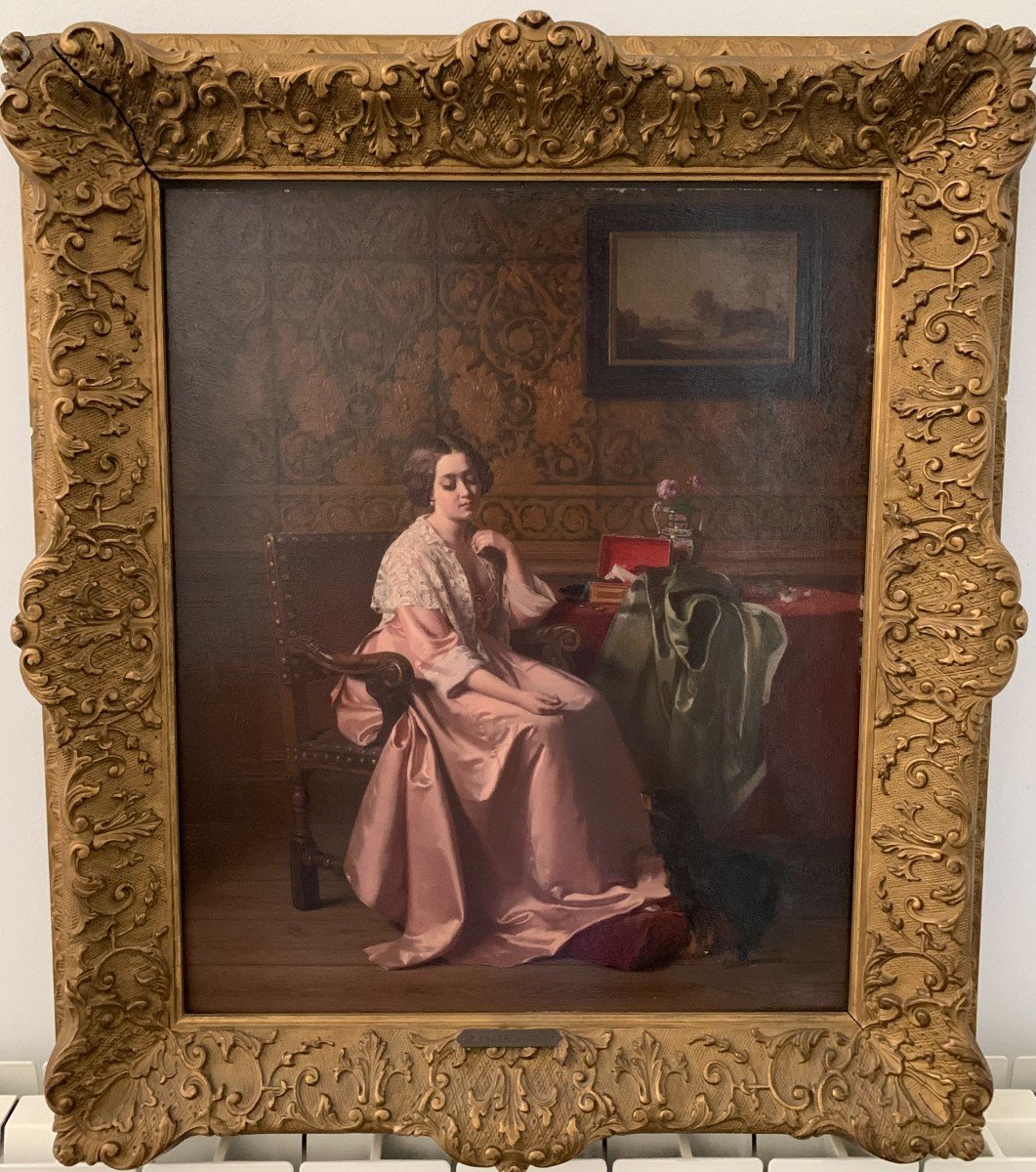 Petrus Renier Hubertus Knarren (1826-1869) Bourgeois Interior Scene-photo-2