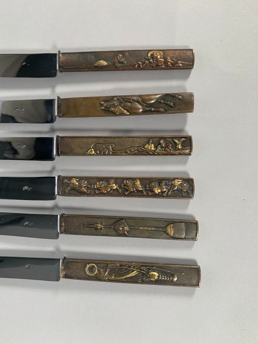 6 Kozuka Dessert Knives Meiji Period (1868-1912)-photo-2