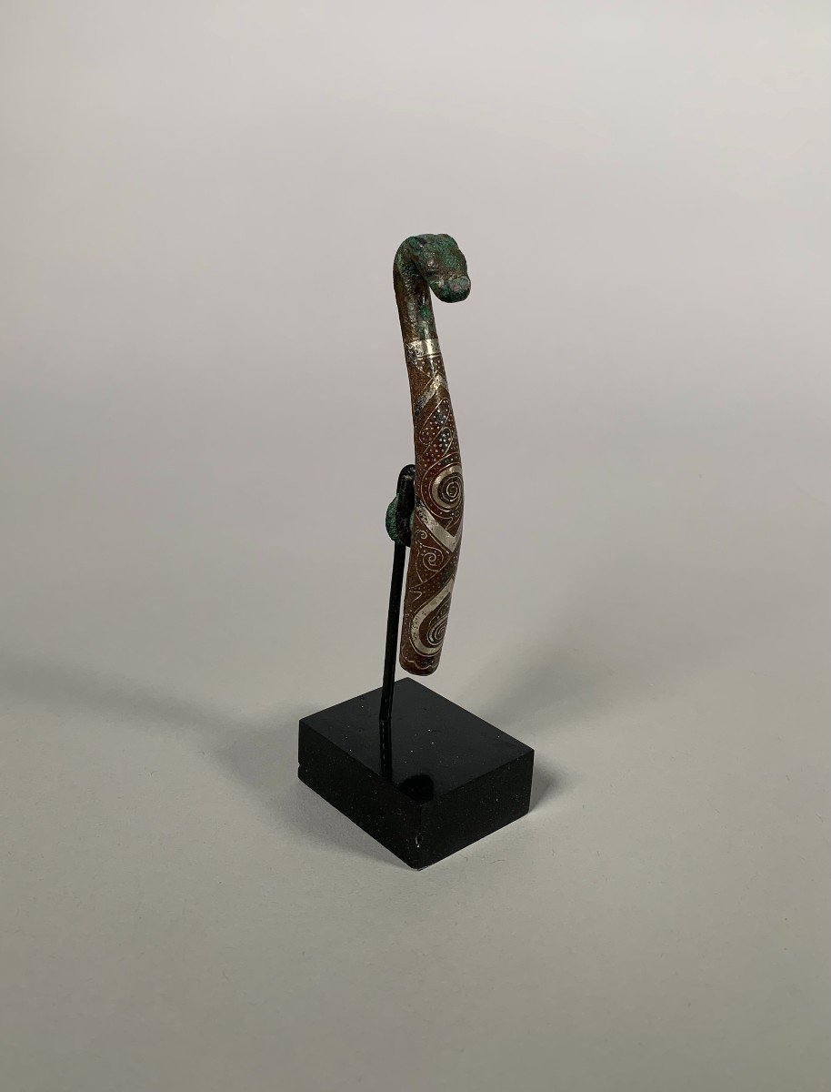 Fibule Bronze Niellé d'Argent époque Dynastie Han ( 206bc - 220ac)-photo-1