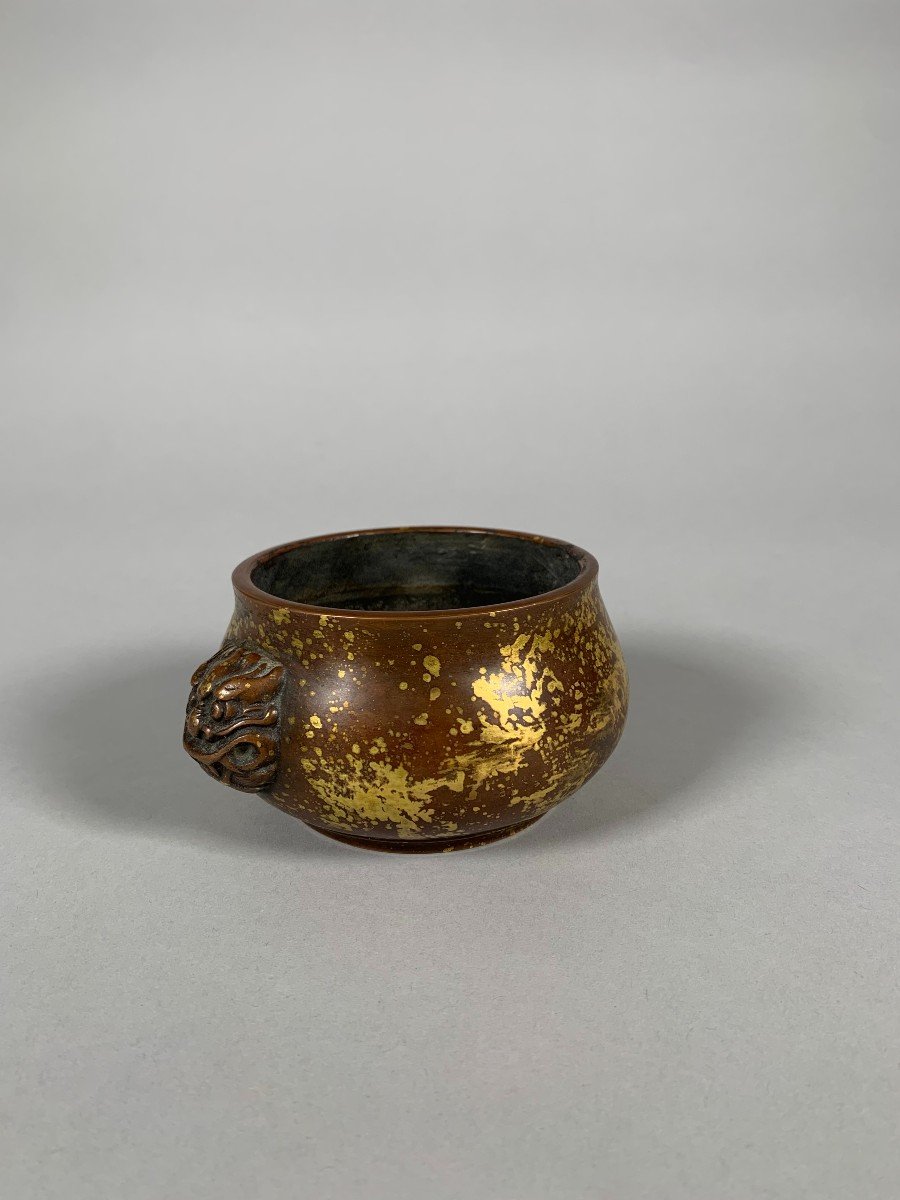 Perfume Brule In Bronze "gold Splash" Kangxi Period (1661-1722)-photo-4