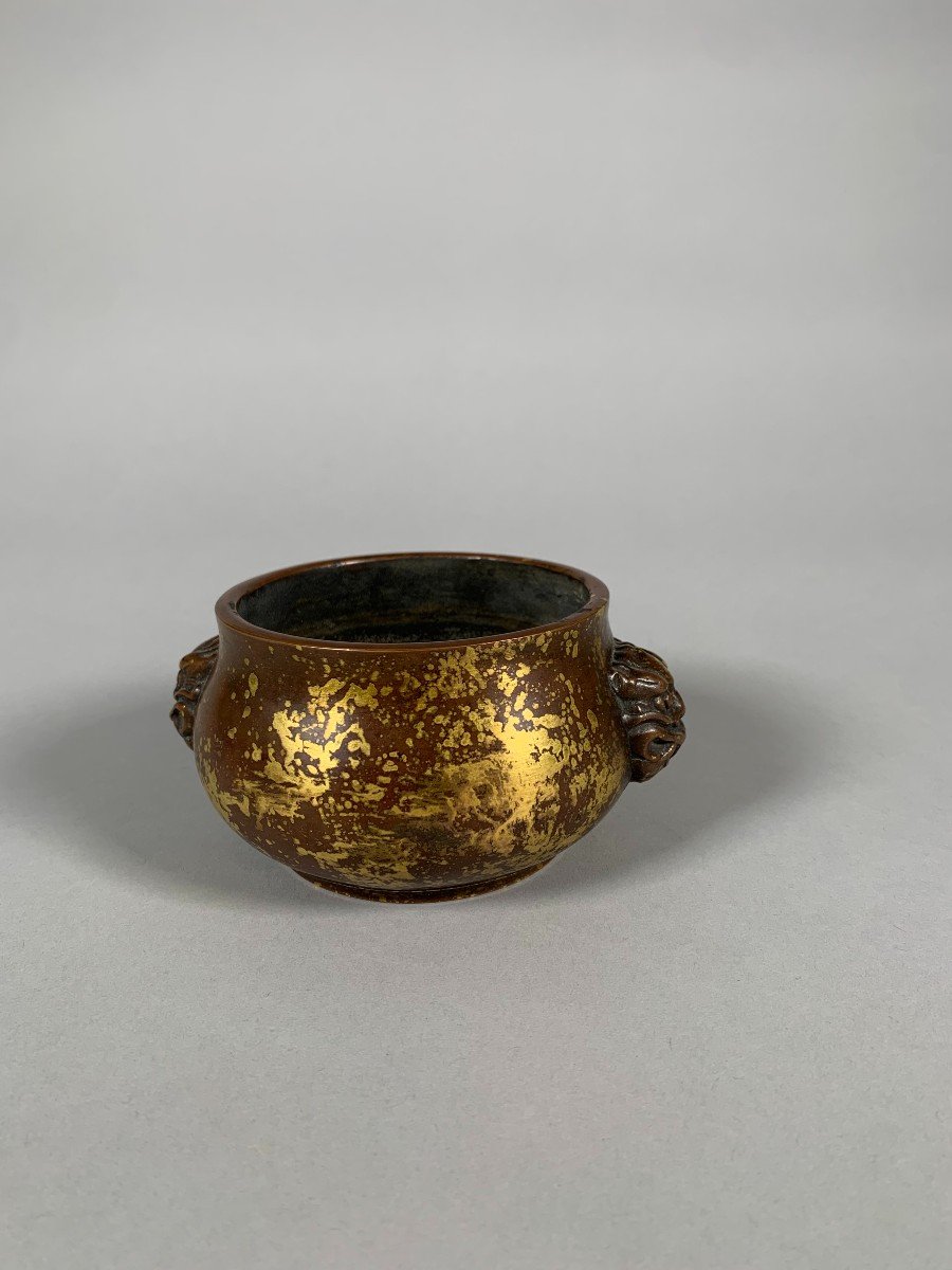Perfume Brule In Bronze "gold Splash" Kangxi Period (1661-1722)-photo-5