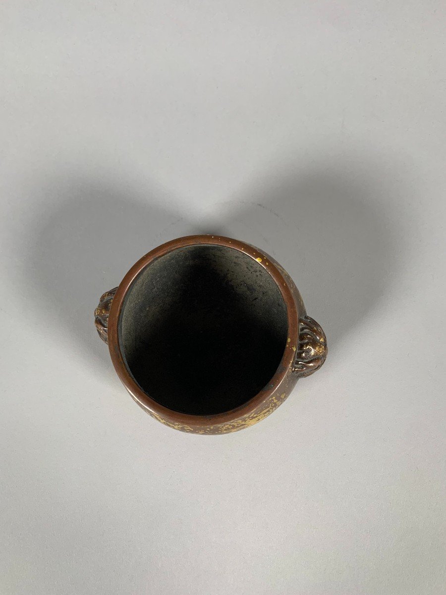 Perfume Brule In Bronze "gold Splash" Kangxi Period (1661-1722)-photo-8