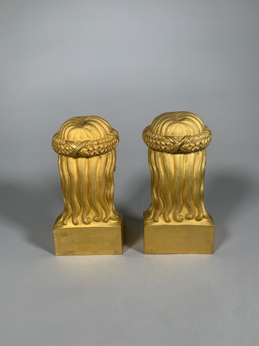Pair Of Busts In Gilt Bronze Late 18th Century Directoire Period-photo-2