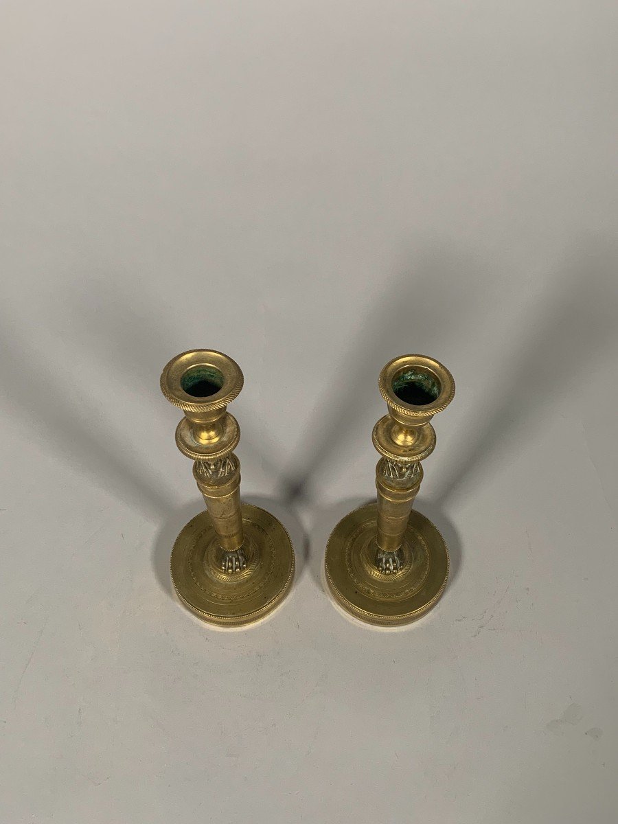 Bougeoirs En Bronze d'époque Empire Dit "retour d'Egypte" début XIXème Siècle.-photo-4