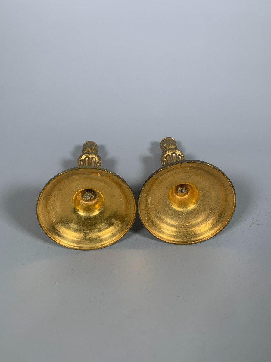 Louis XVI Period Candlesticks In Chiseled And Gilded Bronze.-photo-1