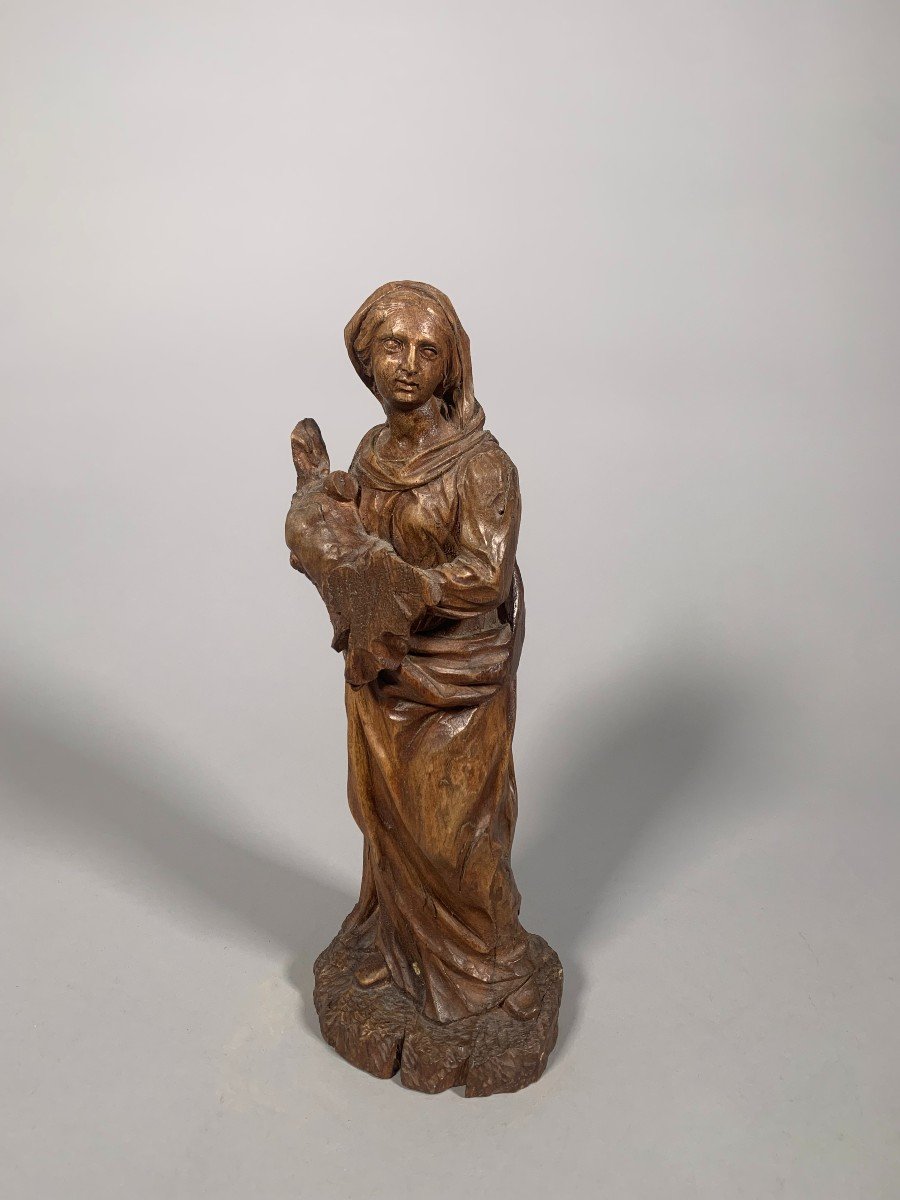 Wooden Sculpture Virgin And Child 16th Century-photo-3