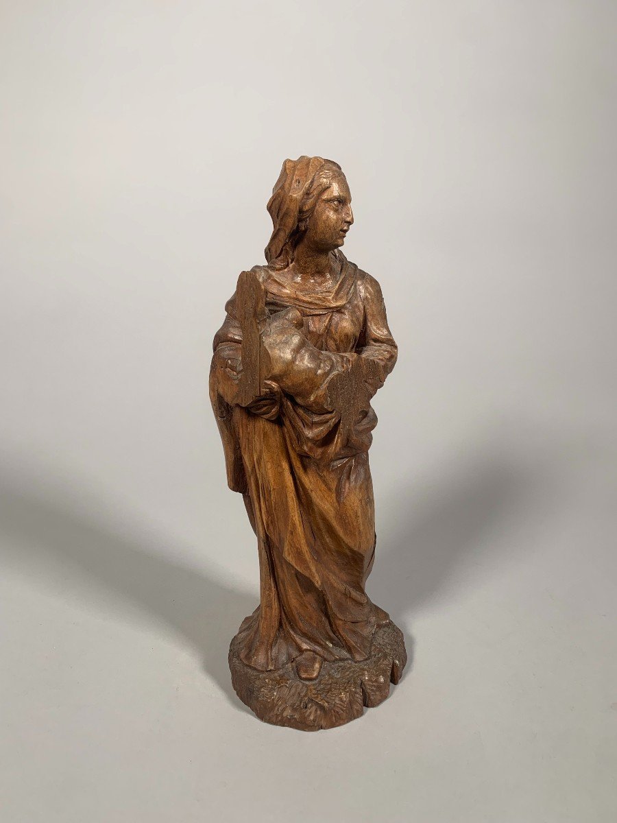 Wooden Sculpture Virgin And Child 16th Century-photo-4