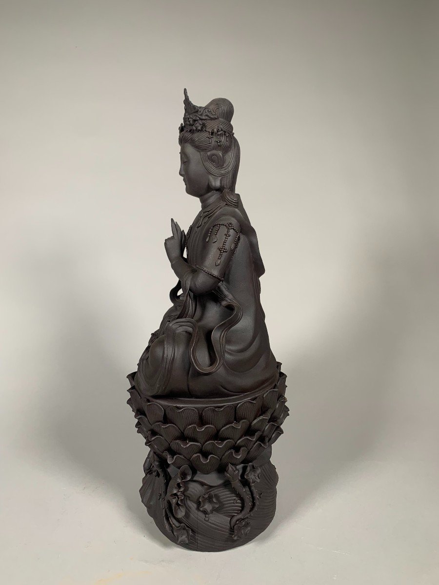 Important Statue Of Guanyin In Land Of Yixing China Early 20th Century.-photo-3