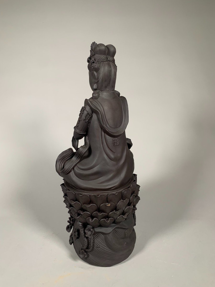 Important Statue Of Guanyin In Land Of Yixing China Early 20th Century.-photo-4