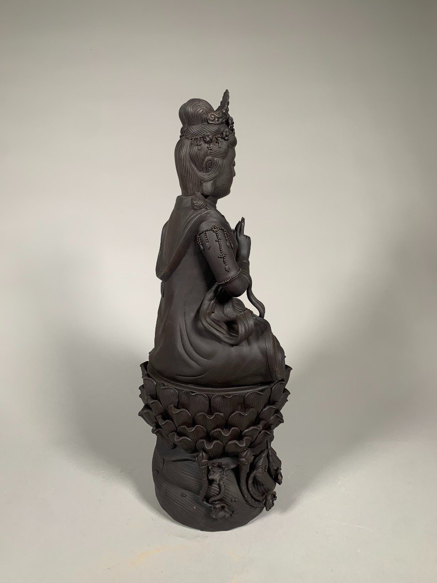 Important Statue Of Guanyin In Land Of Yixing China Early 20th Century.-photo-1
