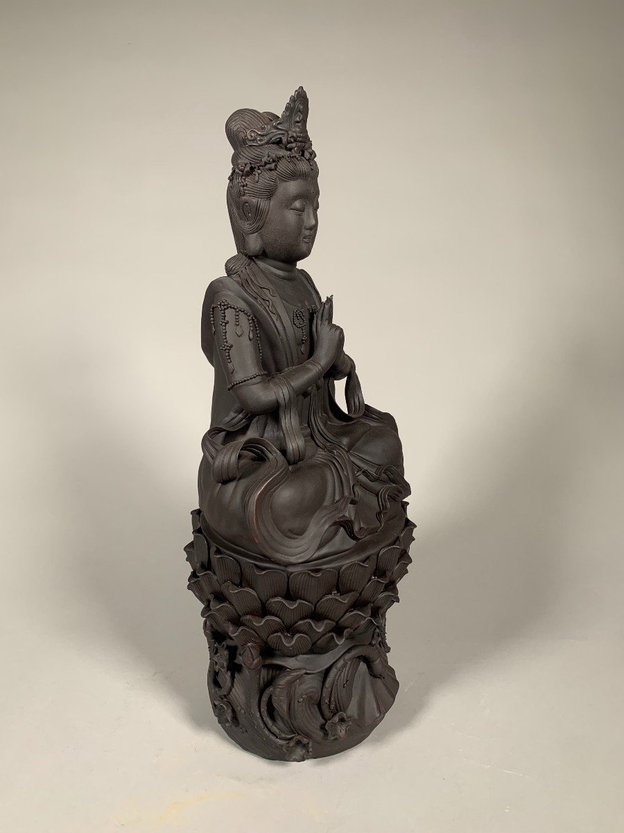 Important Statue Of Guanyin In Land Of Yixing China Early 20th Century.-photo-2