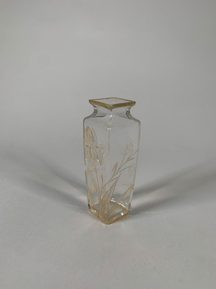 Japanese Engraved Crystal Vase Made By Maison L’escalier De Cristal-photo-3