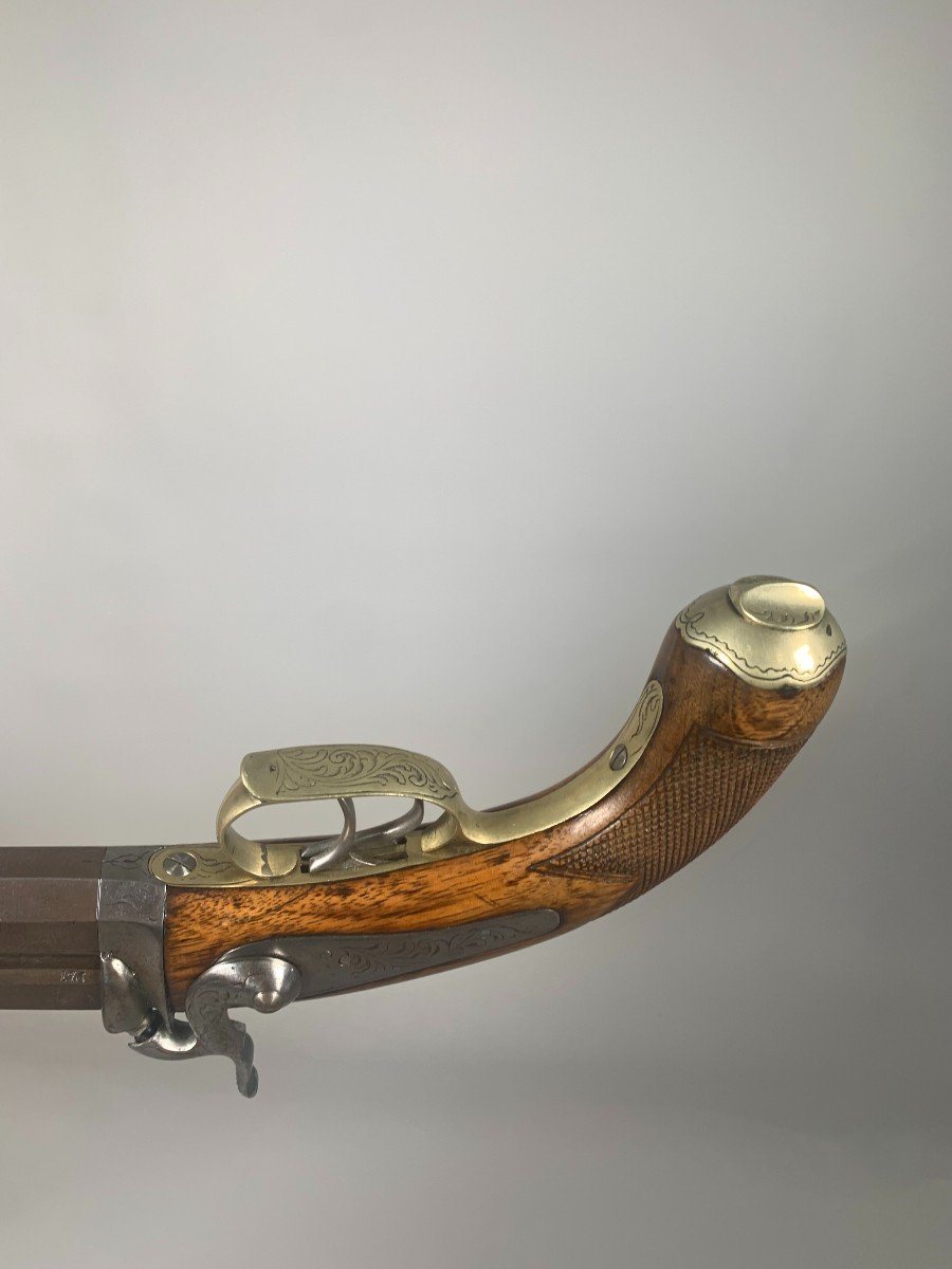 Rare Pistolet d'Officier d'état Major 1855  à Double Canon Superposé XIXeme -photo-4