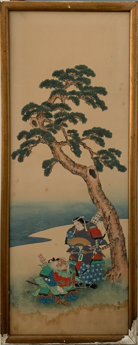 Peinture à l'Encre Sur Soie Ere Edo (1600-1868) Epoque  XIXème Siècle 