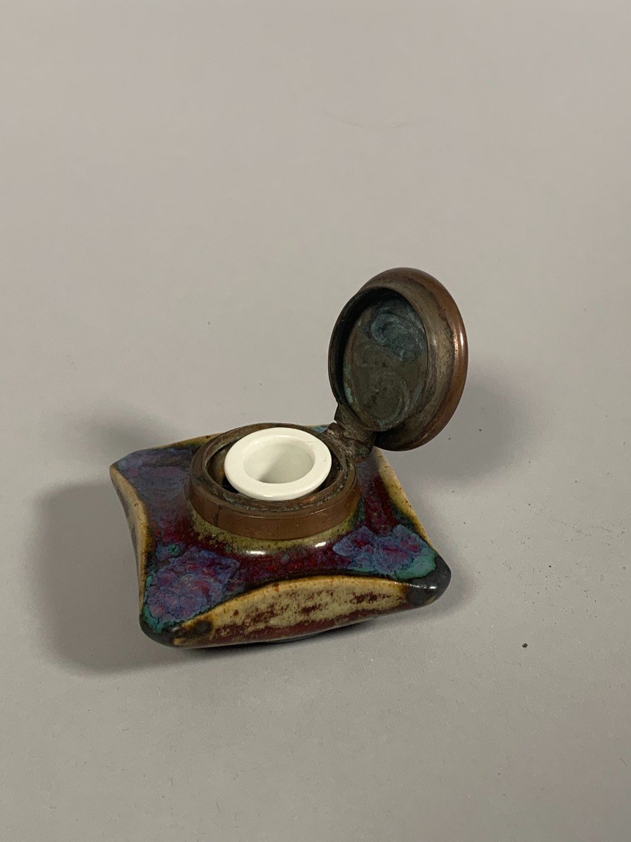 Pierre Adrien Dalpayrat (1844-1910) 19th Century Art Nouveau Inkwell-photo-6
