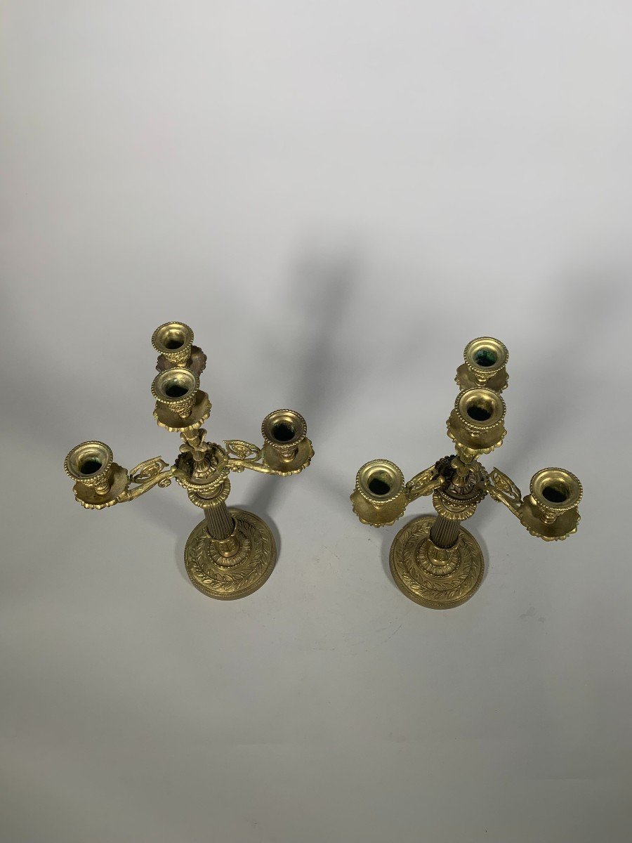 Paire De Candelabres En Bronze style Restauration   XIXeme Siecle-photo-3