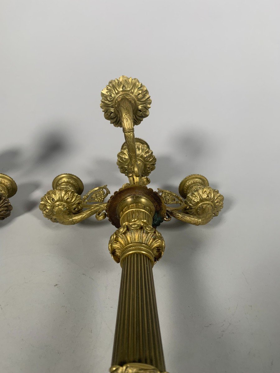 Paire De Candelabres En Bronze style Restauration   XIXeme Siecle-photo-4