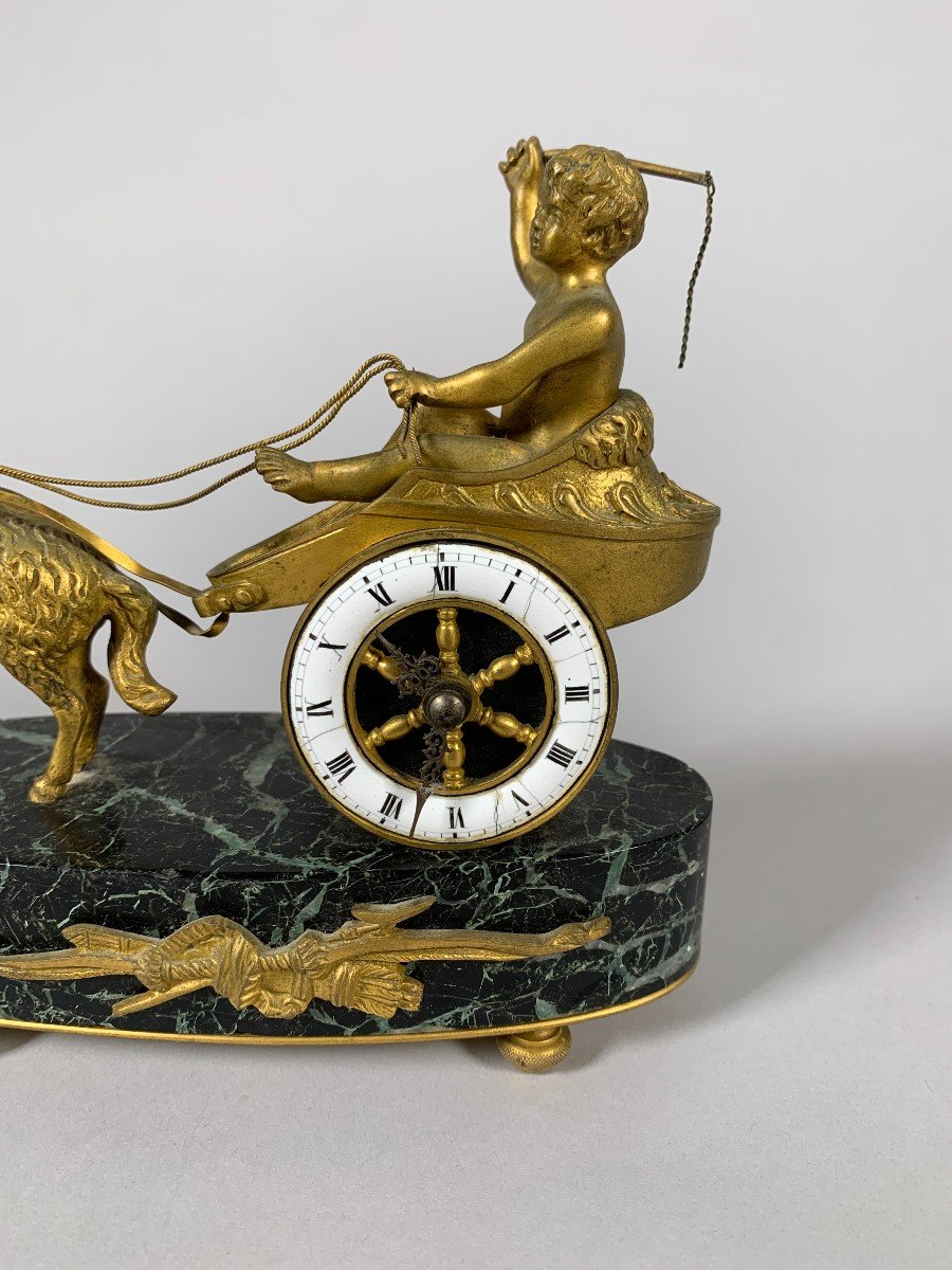 Pendule Amour Trainé Par Un Agneau Epoque Empire XIXeme Siecle -photo-2