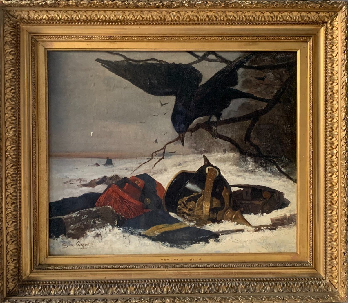 Eugene Girardet ( 1853 – 1907 ) - Champ De Bataille En 1870 XIXeme Siecle Huile Sur Toile