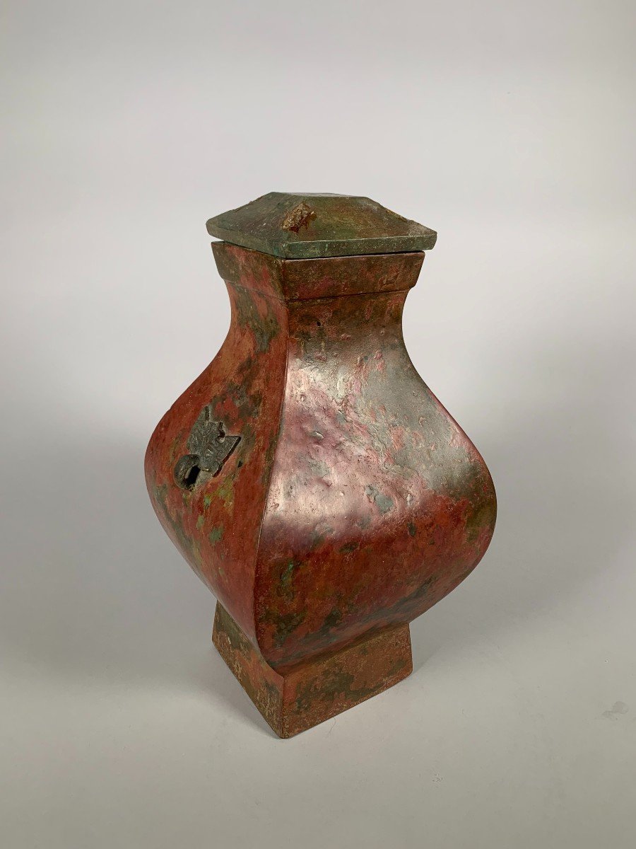 Vase En Bronze "hu" Dynastie Han Antérieur Ii-ier Siècle Avant Jc Chine Archéologie Antique-photo-4