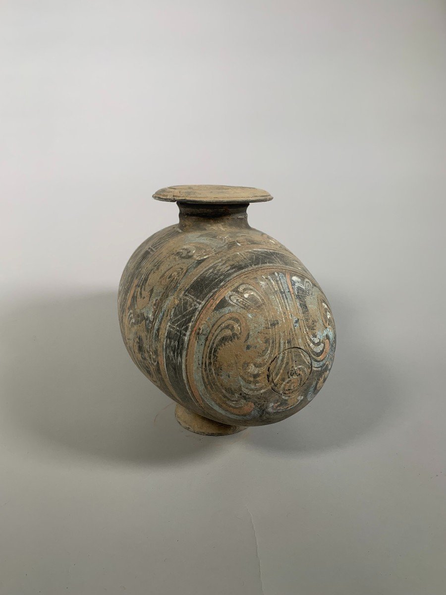 Vase En Terre Cuite Polychrome Dynastie Han Ii-ier Siècle Avant Jc. Chine Archéologie Antique-photo-3