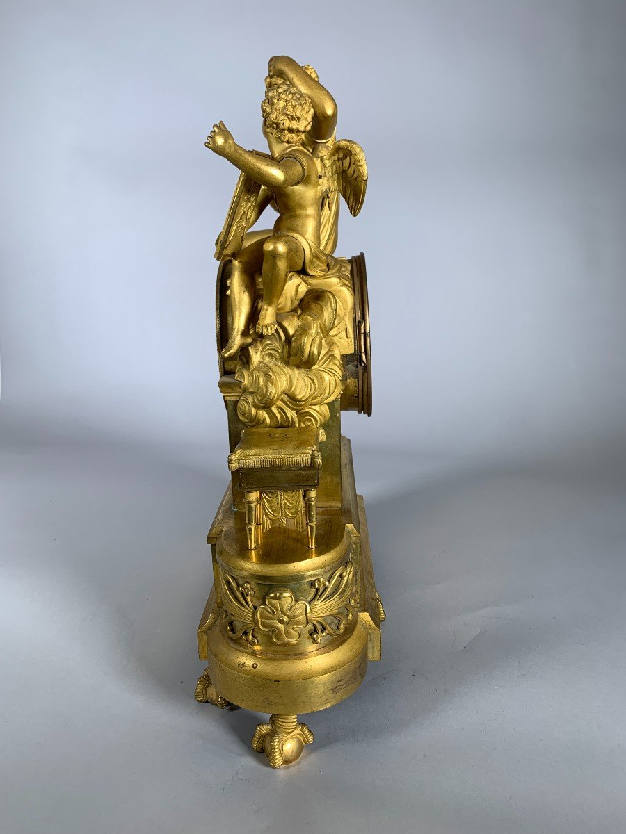 Importante Pendule d'époque Empire / Directoire Fin XVIIIeme - Début XIXeme Siecle Bronze Doré-photo-3