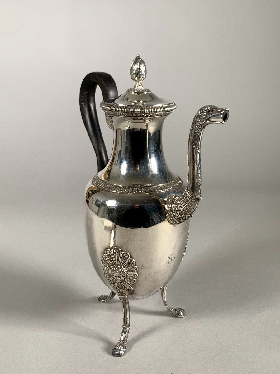 Verseuse En Argent d'époque Restauration à l'Antique Et Aux Nubiens XIXeme Siècle Vieillard-photo-2