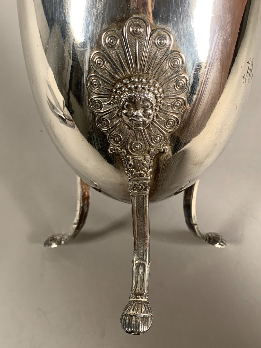 Verseuse En Argent d'époque Restauration à l'Antique Et Aux Nubiens XIXeme Siècle Vieillard-photo-3