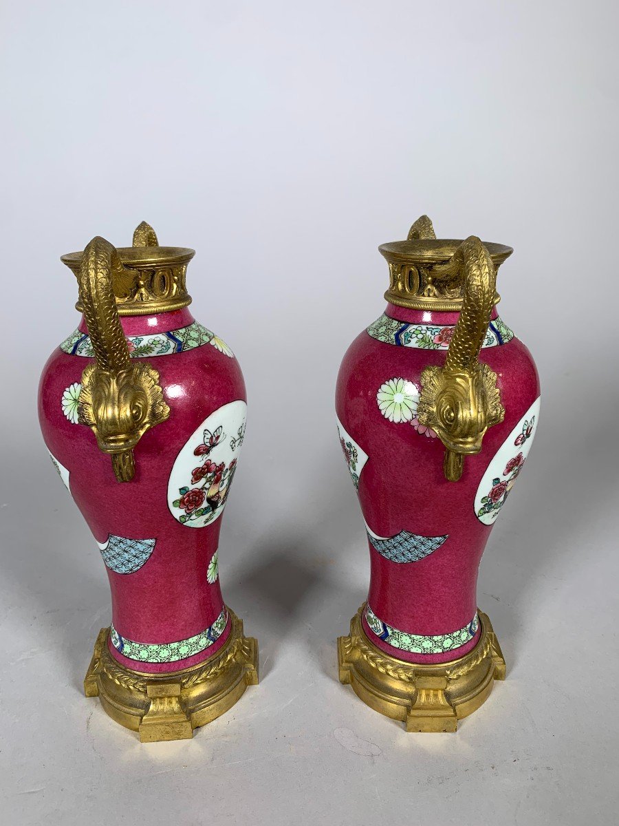Pair Of Chinese Porcelain Vases Qianlong Period 18th Century -photo-2