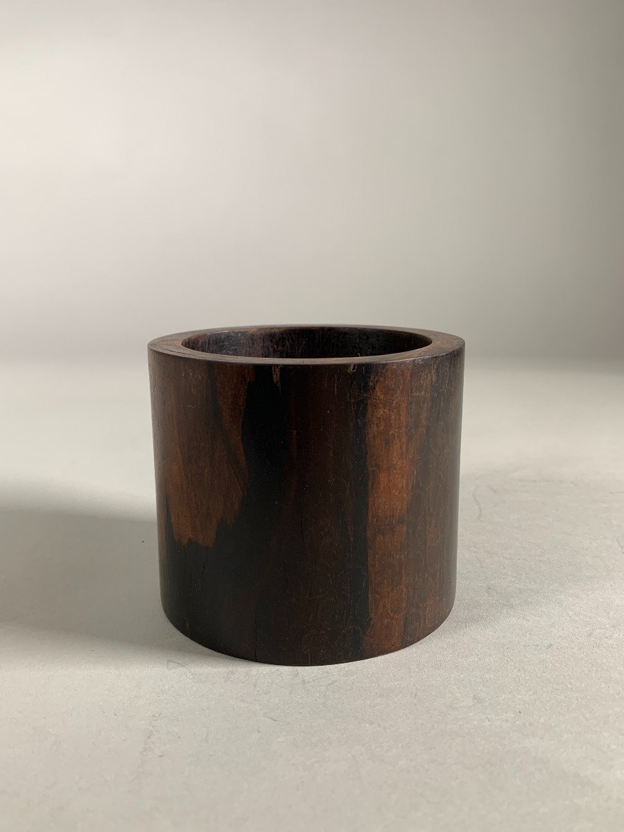 "bitong" Pot à Pinceaux Chinois XIXeme Siecle bois de Zitan-photo-3