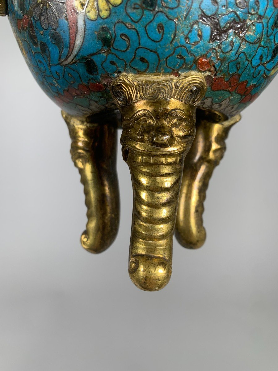Tripod Cup In Cloisonne Bronze China Ming Period (1368 - 1644)-photo-6