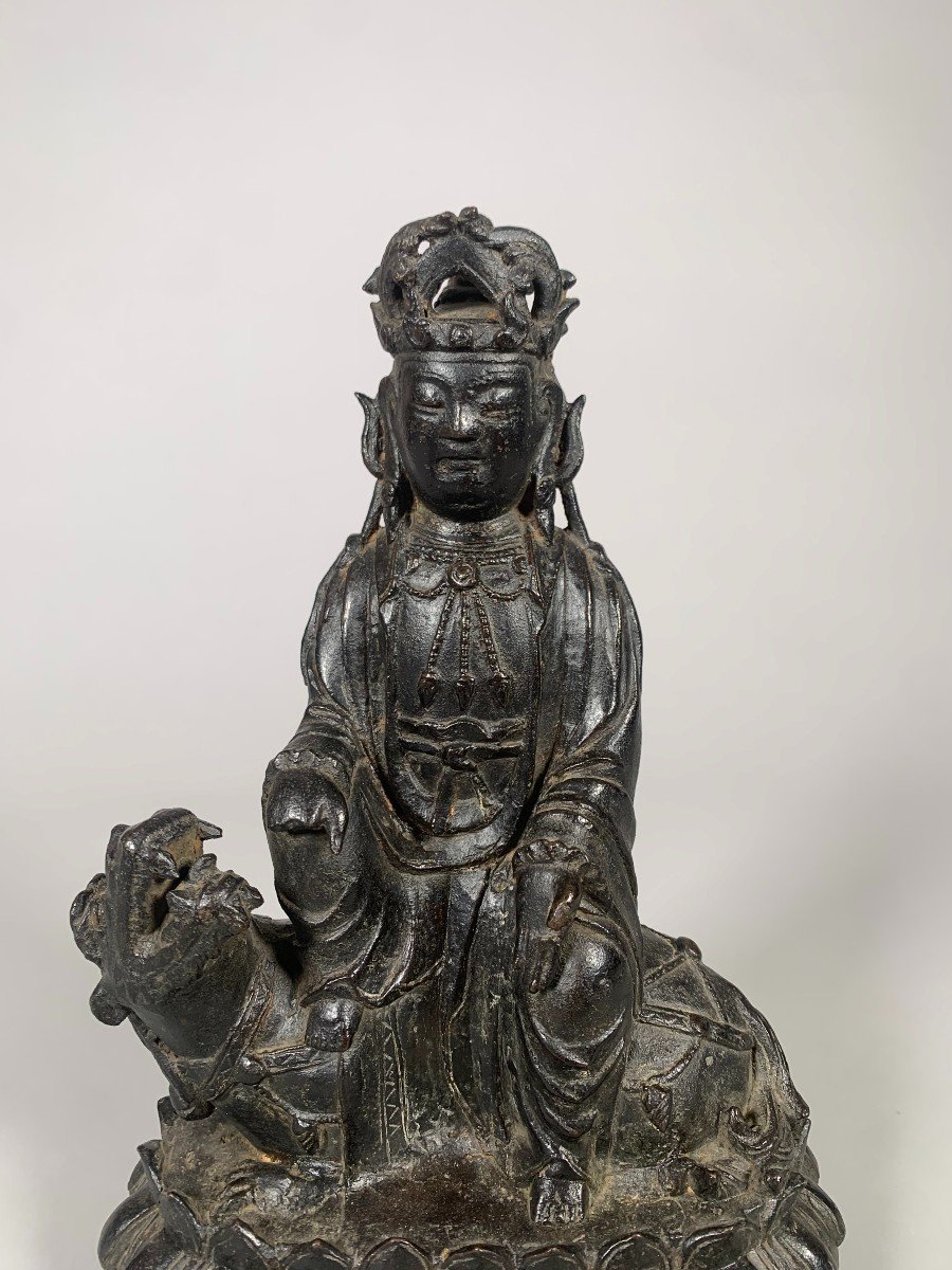 Sculpture d'Une Guanyin Bodhisattva époque Ming (1368 - 1644) Chine XV-xvieme Siecle-photo-7