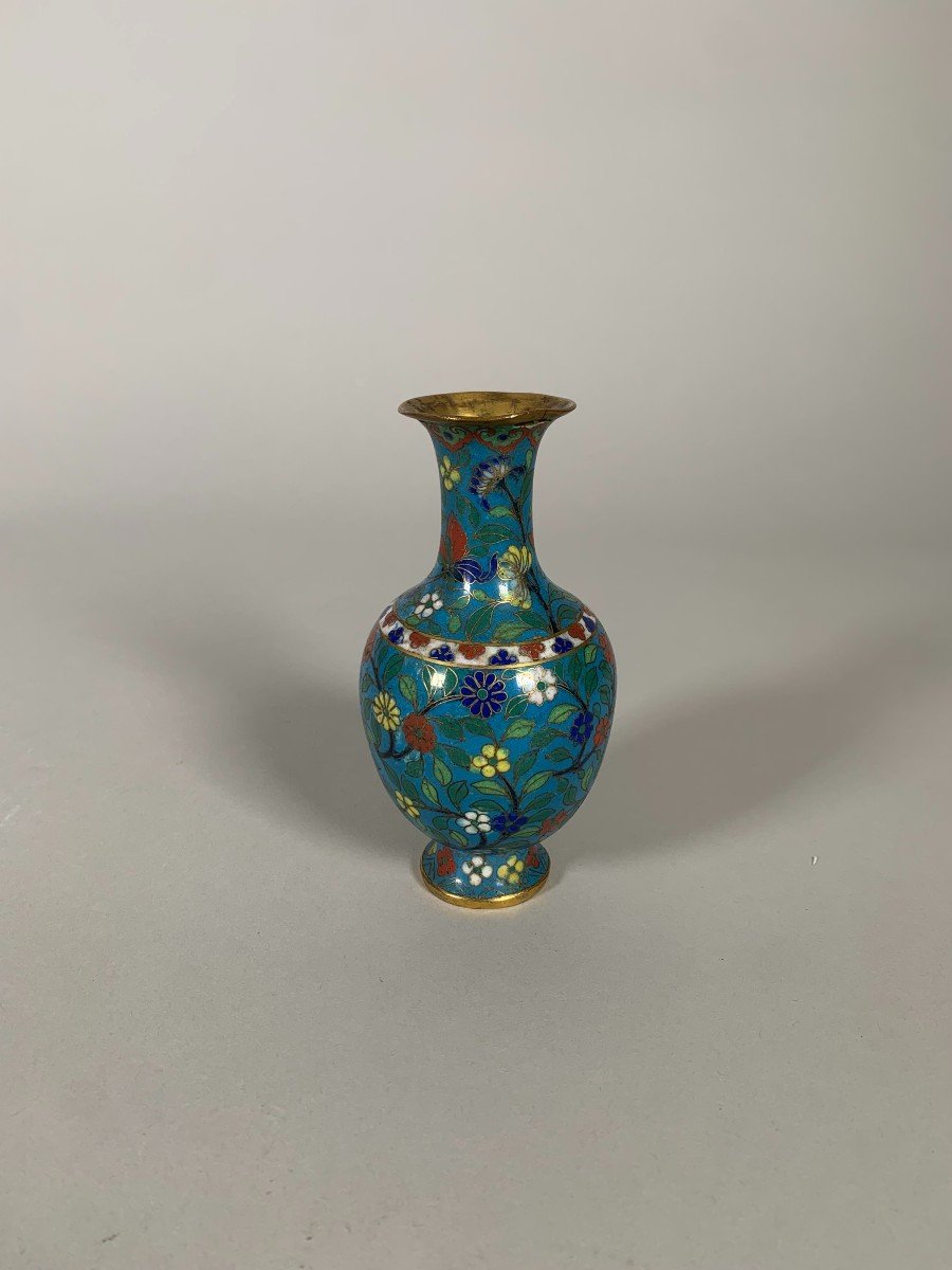 Vase En Bronze Cloisonné Chine époque  XIXeme Siecle-photo-3