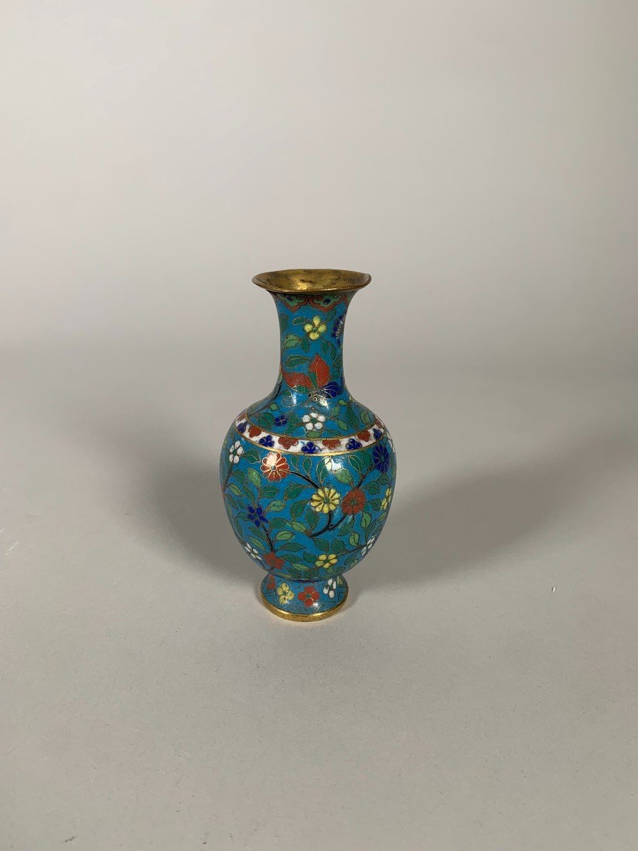 Vase En Bronze Cloisonné Chine époque  XIXeme Siecle-photo-4