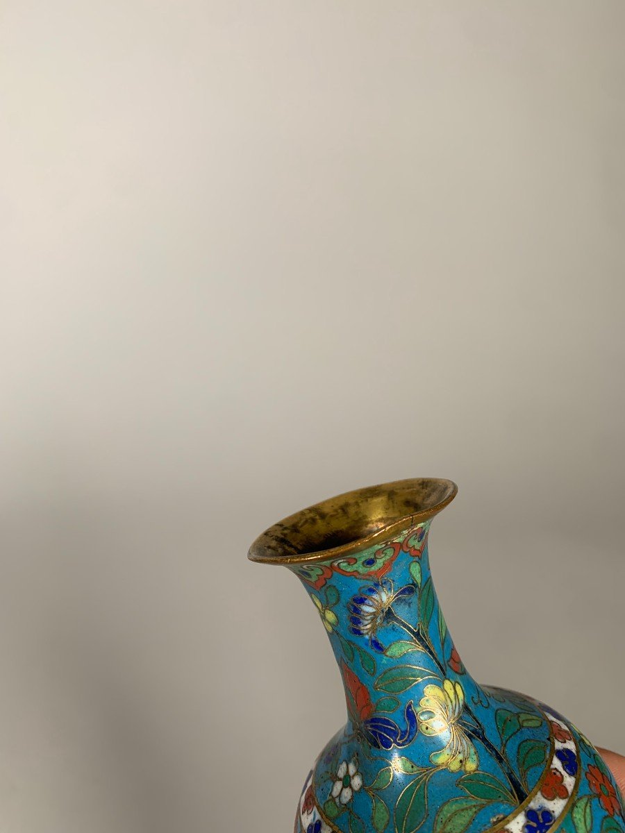 Vase En Bronze Cloisonné Chine époque  XIXeme Siecle-photo-5