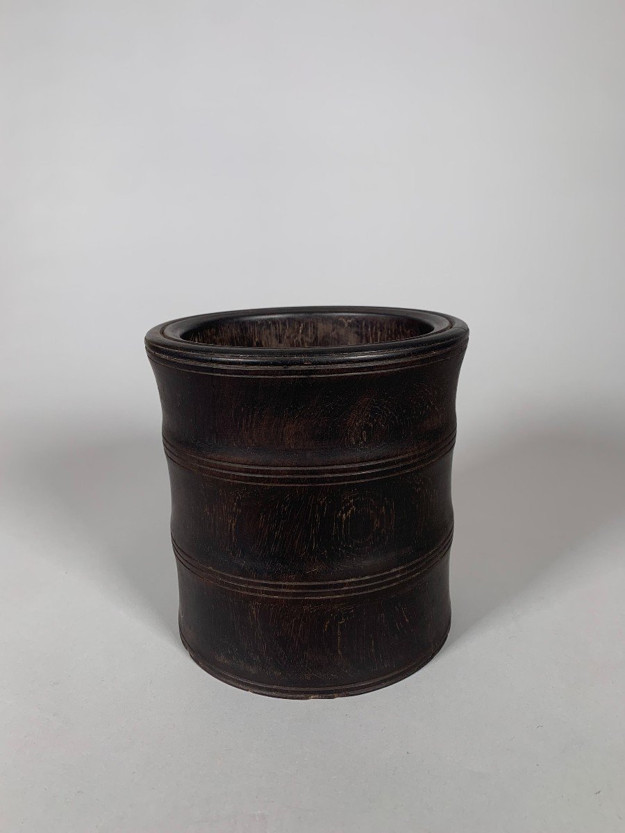 Large "bitong" Brush Pot China Wooden 19th Century Qing Dynasty -photo-2