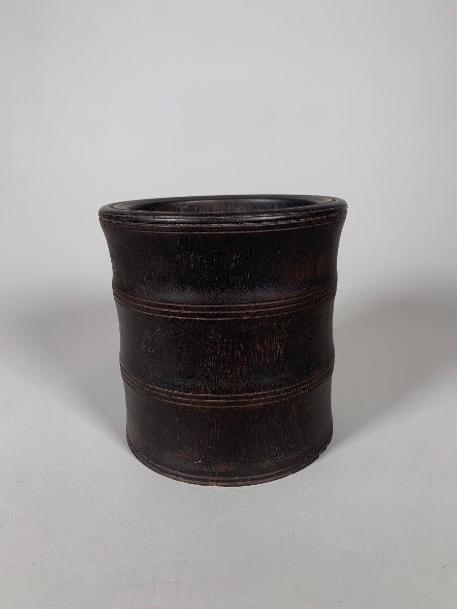 Large "bitong" Brush Pot China Wooden 19th Century Qing Dynasty -photo-4