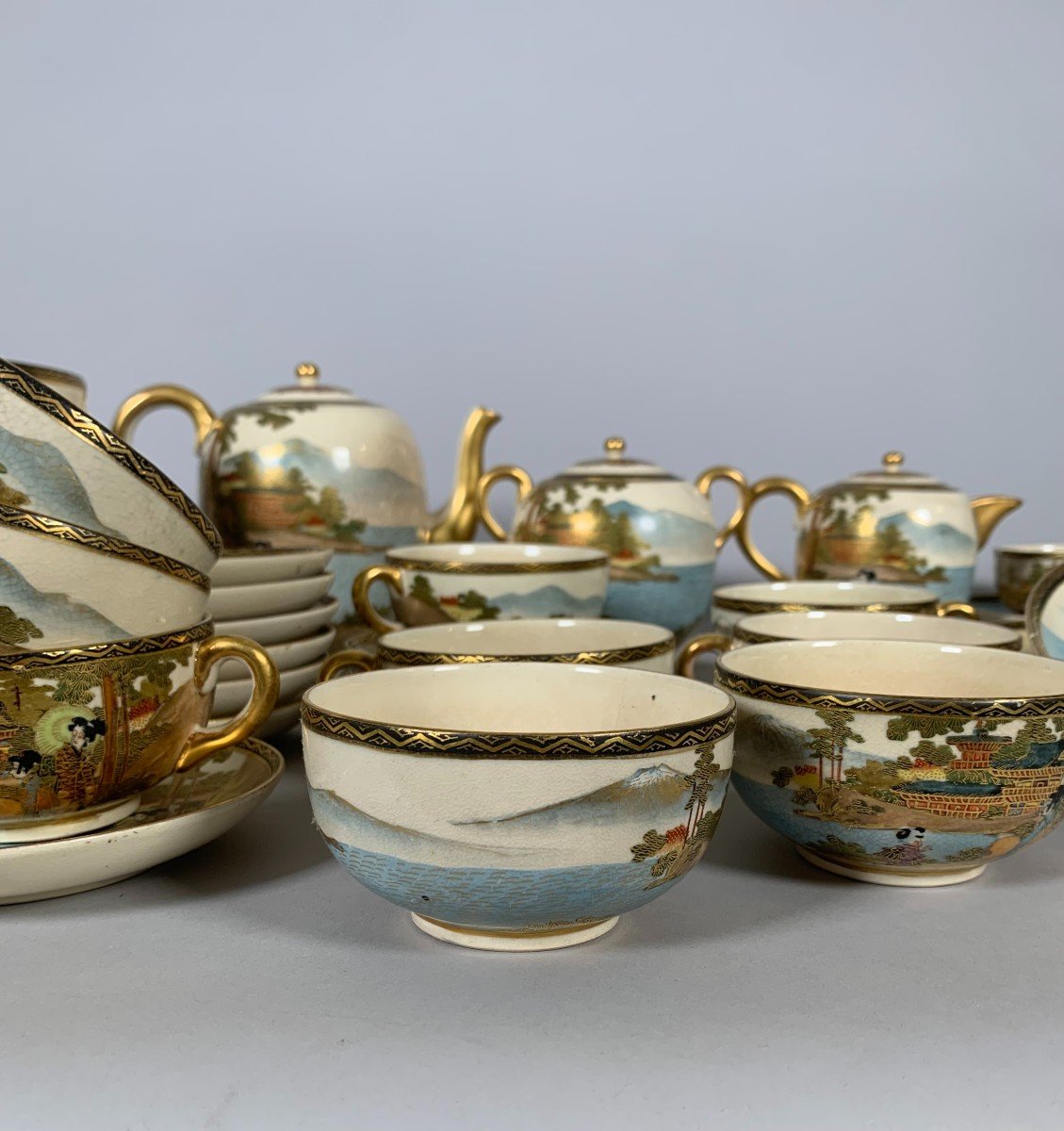  Important Et Rare Complet Service à Thé En Faience De Satsuma Ere Meiji XIXeme Siecle Japon-photo-3