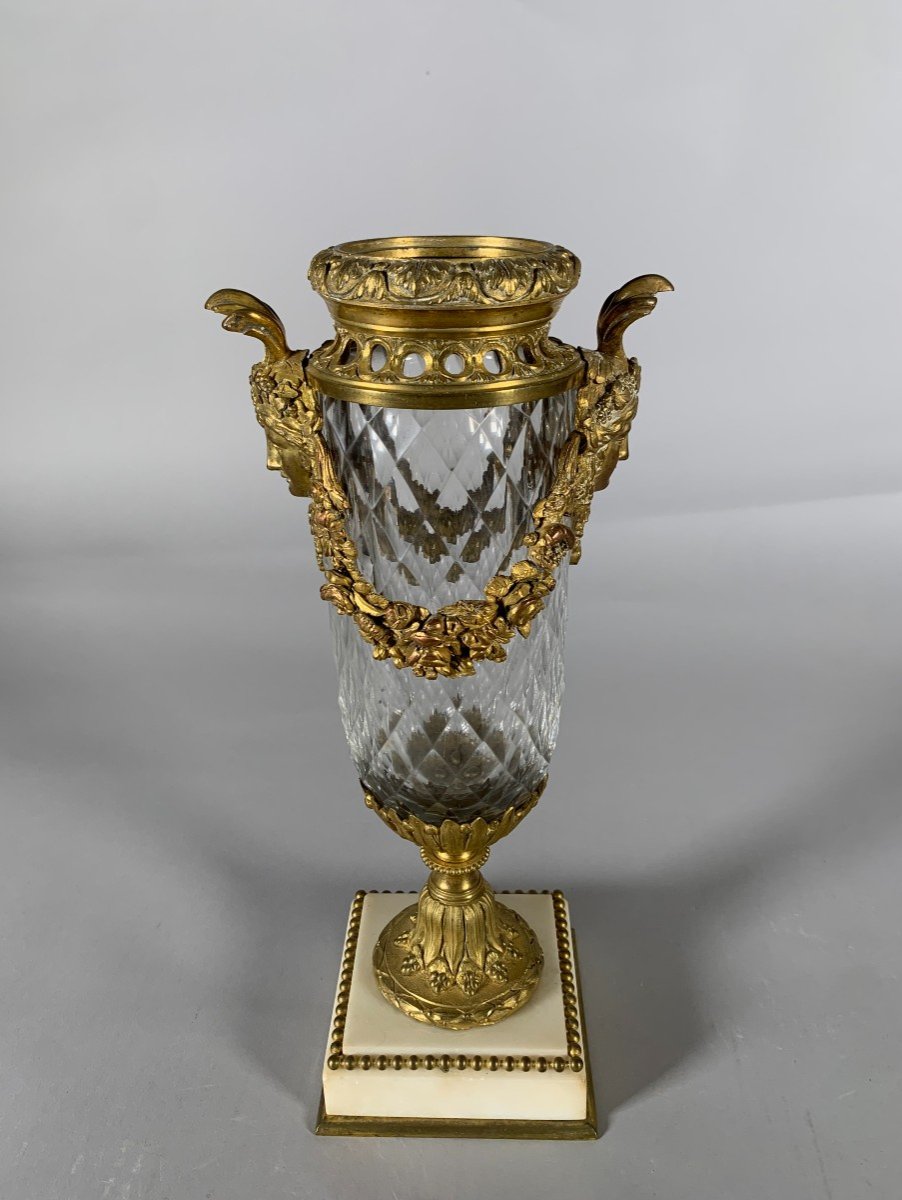 Vase Cristal Taillé Et Monture En Bronze Richement Décoré Epoque Napoleon III Circa 1850
